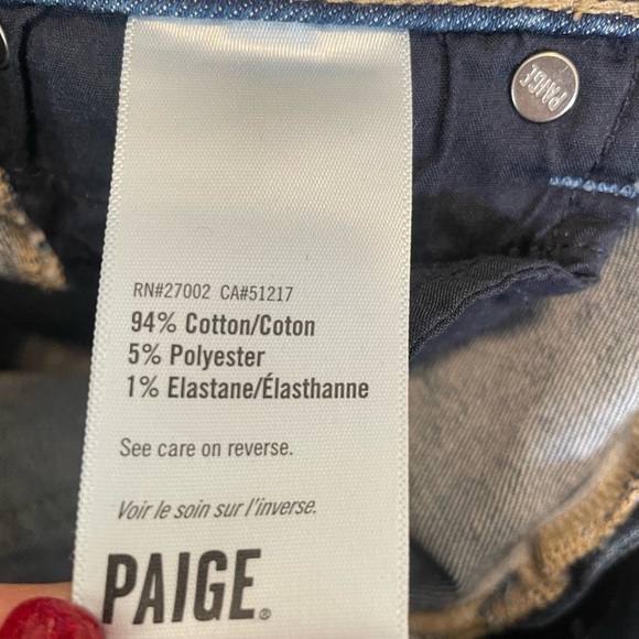 Paige Slim Straight Blue Jeans Women’s 26 Raw Split Hem Ankle High Rise Stretch - Picture 7 of 14